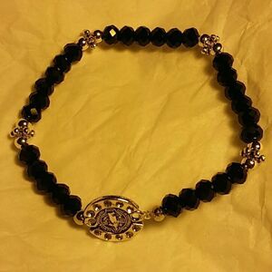 St. Benedict crystal silver bracelet